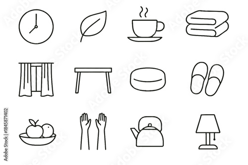 Vector stack icons tidy warm quiet leaf bedroom soft minimal icon morning