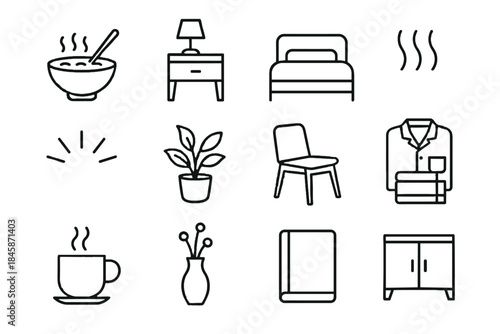 Simple quiet minimal icon warm morning vase tidy vector calm rays oatmeal