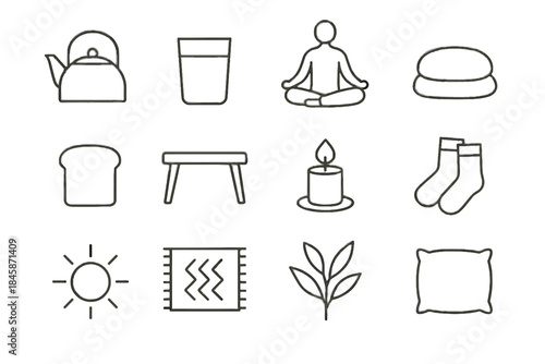 Quiet symbol candle mindful vector icons icon smooth tidy texture morning rug