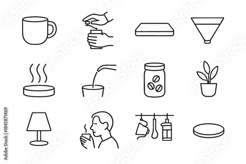 Icons icon moment measure vector rotation warm jar pad brewing coffee catcher