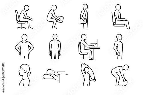 Neck form bag alignment icon ergonomic height glide vector cord posture