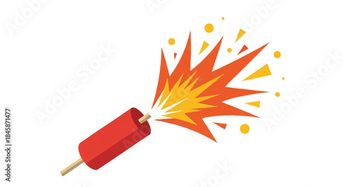 Colorful Firecracker Rocket Burst Emitting Bright Sparks in the Air.