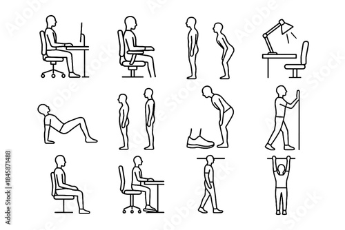 Vector correct hinge balance icon angle posture healthy armrest stretch stretching check