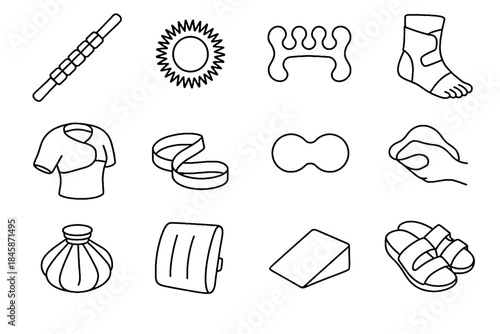 Fitness recovery stretch sandals ring peanut ice stick icons massage icon roller