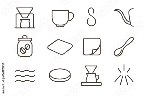 Pour stand icon coffee jar zone mindful arc icons calm vector soft