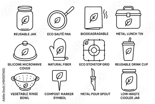 Metal stovetop marker pour eco vector icon drink kitchen reusable cover natural