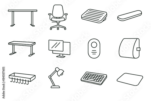 Pad device reminder mat filter cushion posture tray vector icon ergonomics workspace