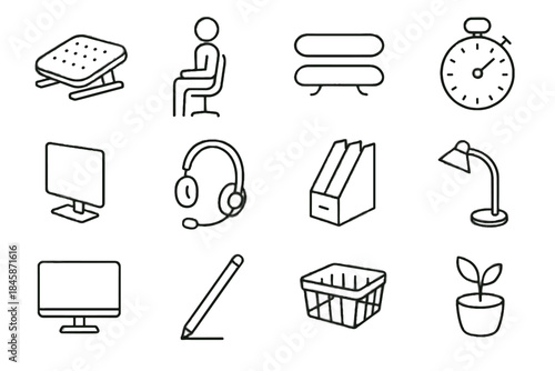 Basket workspace back icons privacy ergonomic plant vector icon lightweight stylus desktop
