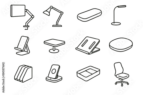 Pad workspace ergonomic wireless vector soft home foot icon desk clamp dock