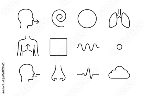 Icon breathing calm deep icons vector nostril wave arrow slow cloud