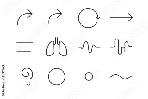 Icons calm vector contour inhale loop serene breathing swirl icon controlled techniques