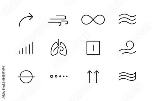 Balance breath icon grid icons trail soothing air pattern expansion breathing vector