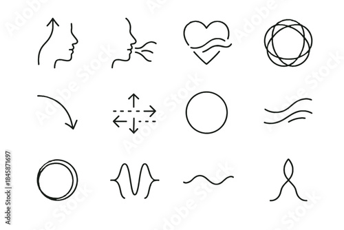 Calm motion vector cycle icons inner slow icon breath flow mindful breathing