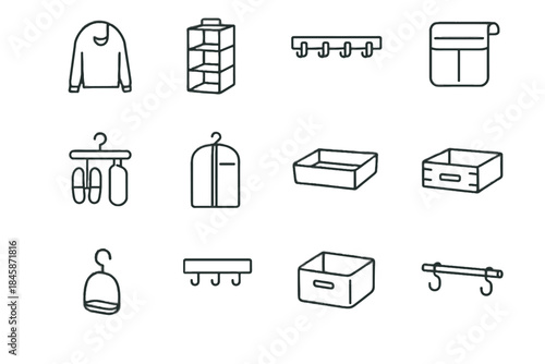 Divider hook cubes vector hanger minimalist shoe hanging bin icons icon wardrobe