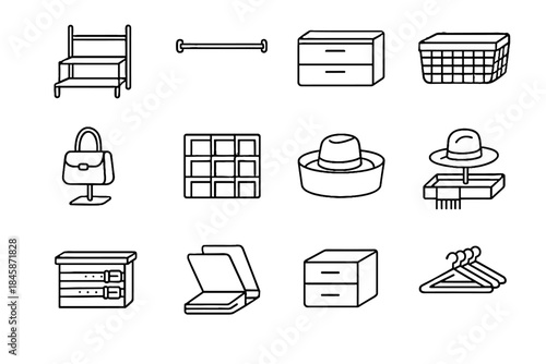 Minimalist icons vector organizer grid scarf icon compact wardrobe basket shelf mini