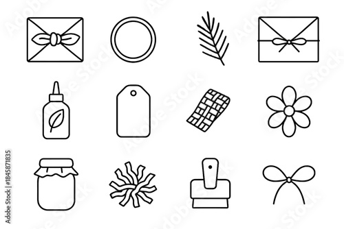 Vector shredded icon evergreen twine gift cork icons loop eco piece paper