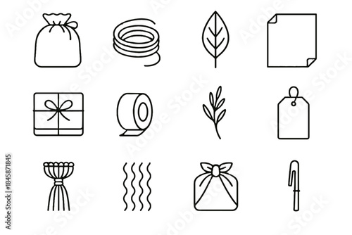 Sprig icon pin friendly tie scarf wrapping vector decor clip eco paper