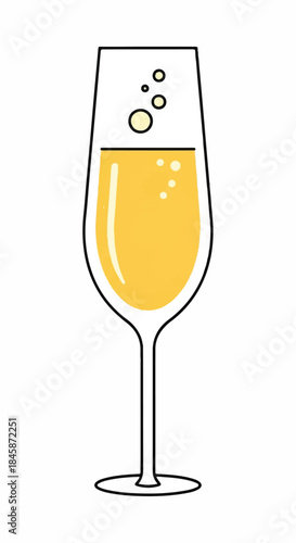Elegant champagne flute filled with sparkling golden bubbles for a celebratory drink.