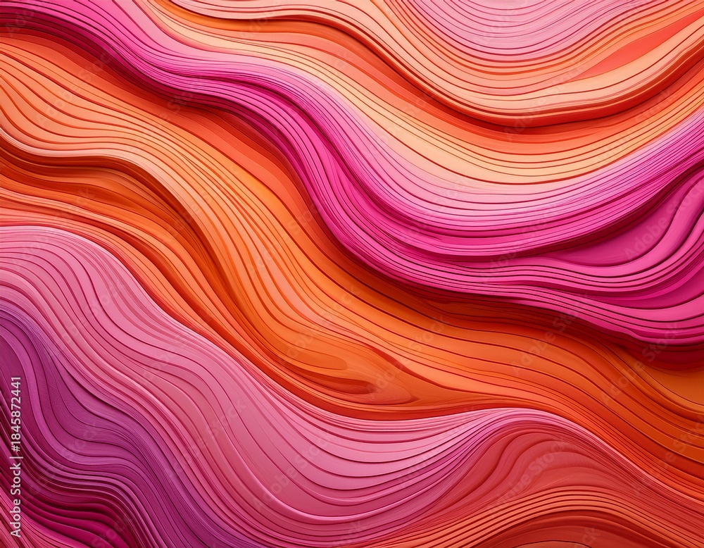 Obraz premium vibrant wavy wood grain texture with flowing pink and orange layers