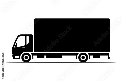 Truck icon. Black silhouette. Side view. Vector simple flat graphic illustration. Isolated object on a white background.