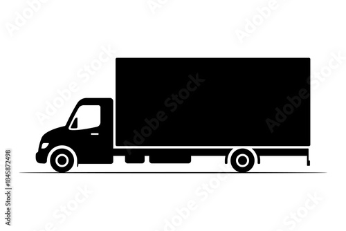 Truck icon. Black silhouette. Side view. Vector simple flat graphic illustration. Isolated object on a white background.