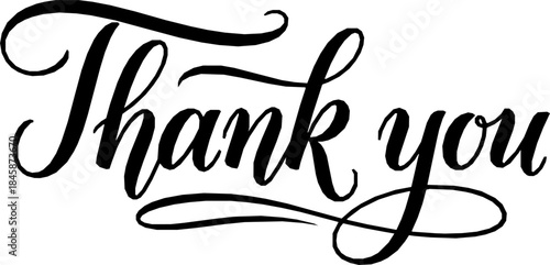 Thank you hand written lettering calligraphy illustration silhouette isolated on white background
