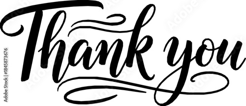 Thank you hand written lettering calligraphy illustration silhouette isolated on white background
