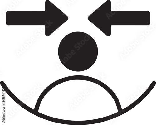 A black emoticon face with arrows on looking confused