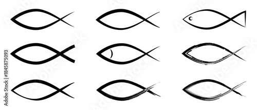 Set of Christian fish icons