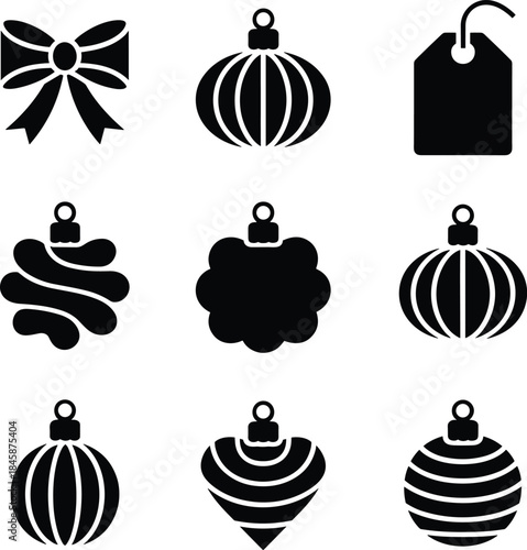 A collection of festive christmas ornaments and decoration icons