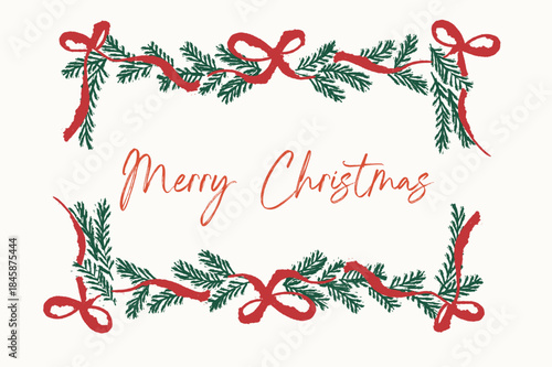 Elegant Merry Christmas Greeting Card with Holiday Decorations