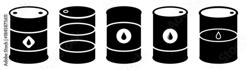 Set of oil barrel icons