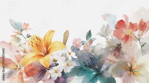 Elegant wedding invitation card background vector. Minimal hand painted Lilac botanical flowers texture template background. Design for wedding, vip cover, poster, rsvp moderncard.Valentine's Day