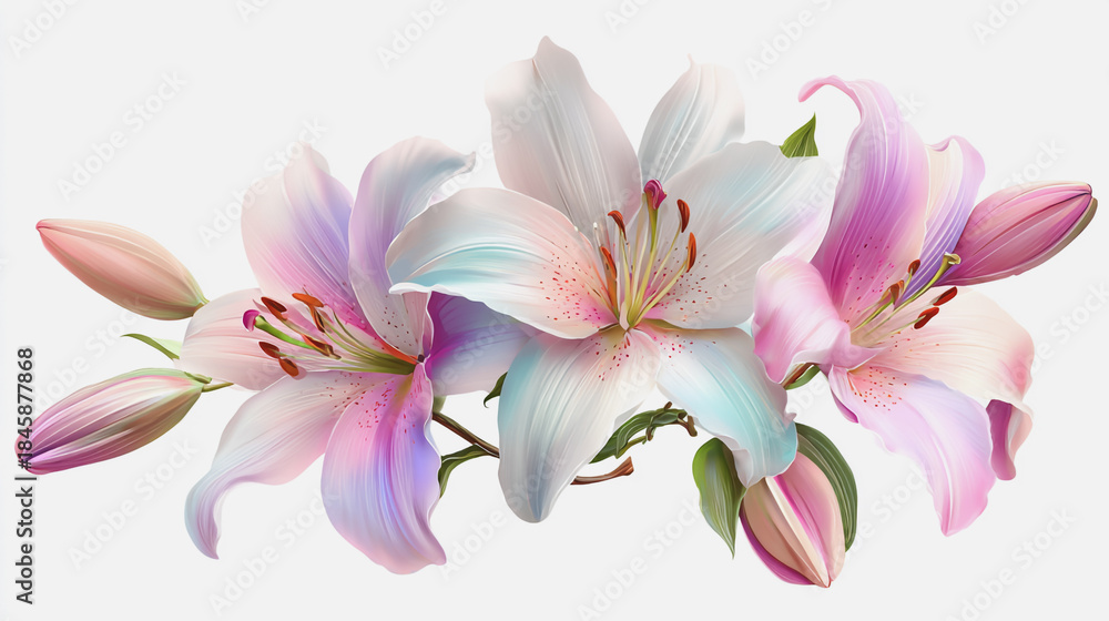 Fototapeta premium watercolor painting of Elegant wedding invitation card background vector. Minimal hand painted watercolor botanical Lilly flowers texture template background. Design for wedding, cover, poster, rsvp