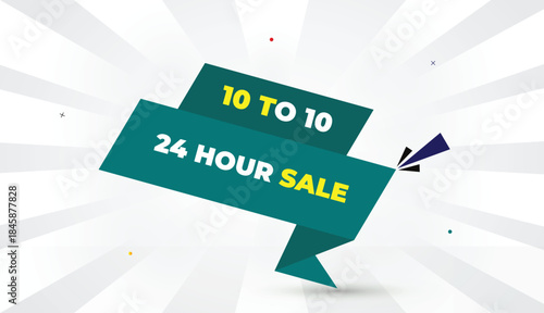10 to 10 24 hour sale editable eps format web banner vector art illustration template design light green shapes yellow bold font white gray gradient abstract illustration sun shine business background