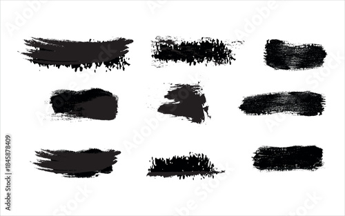 Collection of black brush strokes on white background