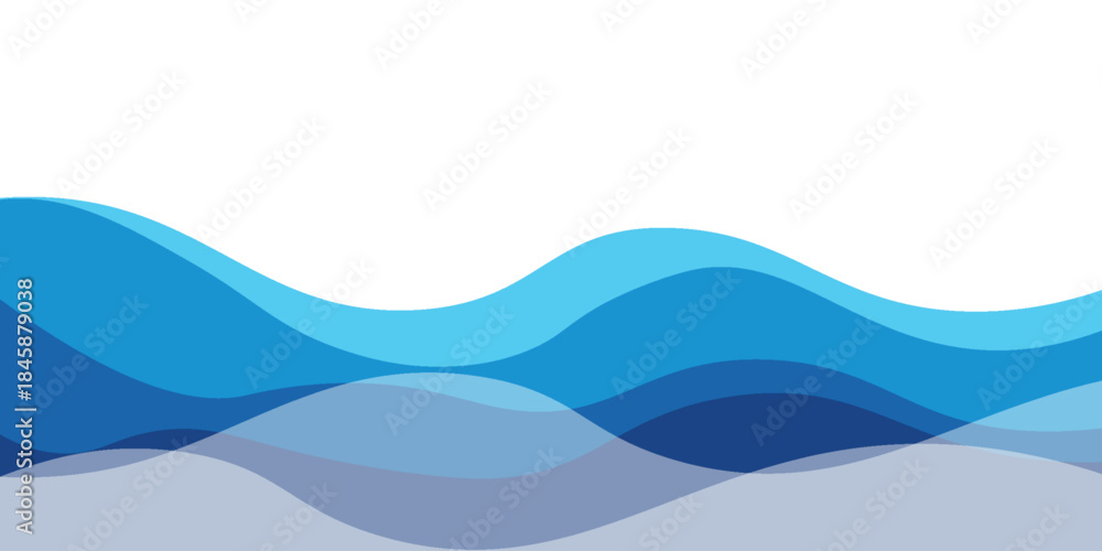 Fototapeta premium Sea waves layered vector background illustration and sea beach vector illustration.
