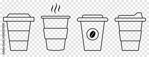 Coffee cup line icon set