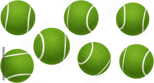 Vector green tennis ball collection Isolated on white background.
