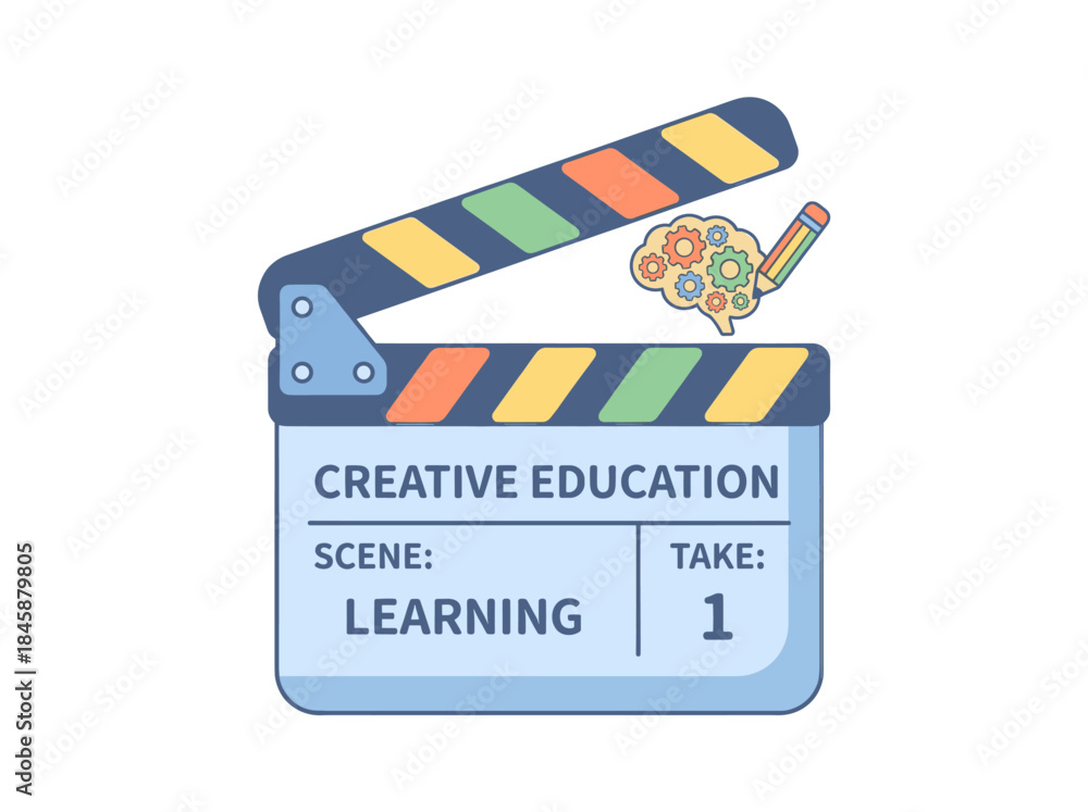Fototapeta premium Clapperboard with Creative Education Theme.