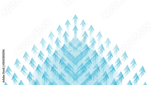 Upward pointing blue arrows forming a diamond shape on a white background direction growth