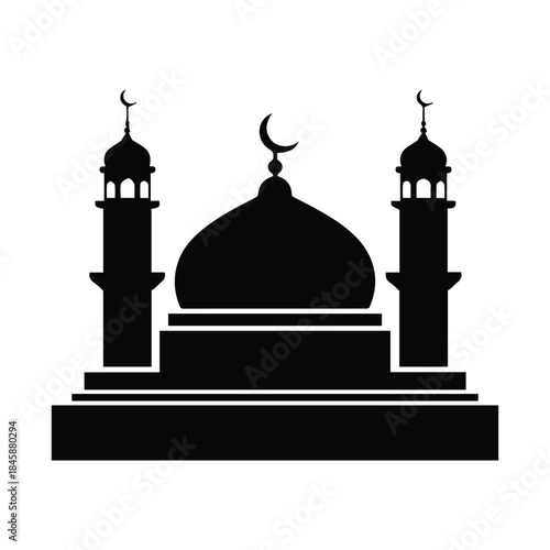 Silhouette of a mosque Vector, illustration