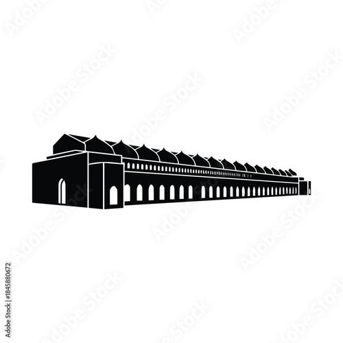 Historical building with arched windows Vector, illustration