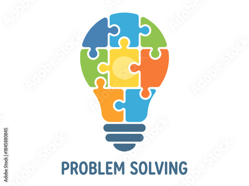 Light Bulb Puzzle Pieces Problem Solving.