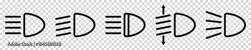 Set of headlight line icons