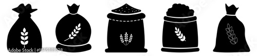 Set of wheat bag icon