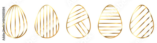 Set of golden line easter egg