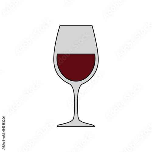 Red wine glass goblet vector illustration icon in flat cartoon style isolated on white background