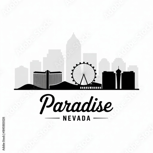 Paradise Skyline Silhouette — The Las Vegas Strip Entertainment District Vector Illustration