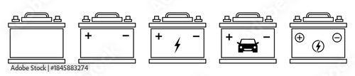 Car battery line icons